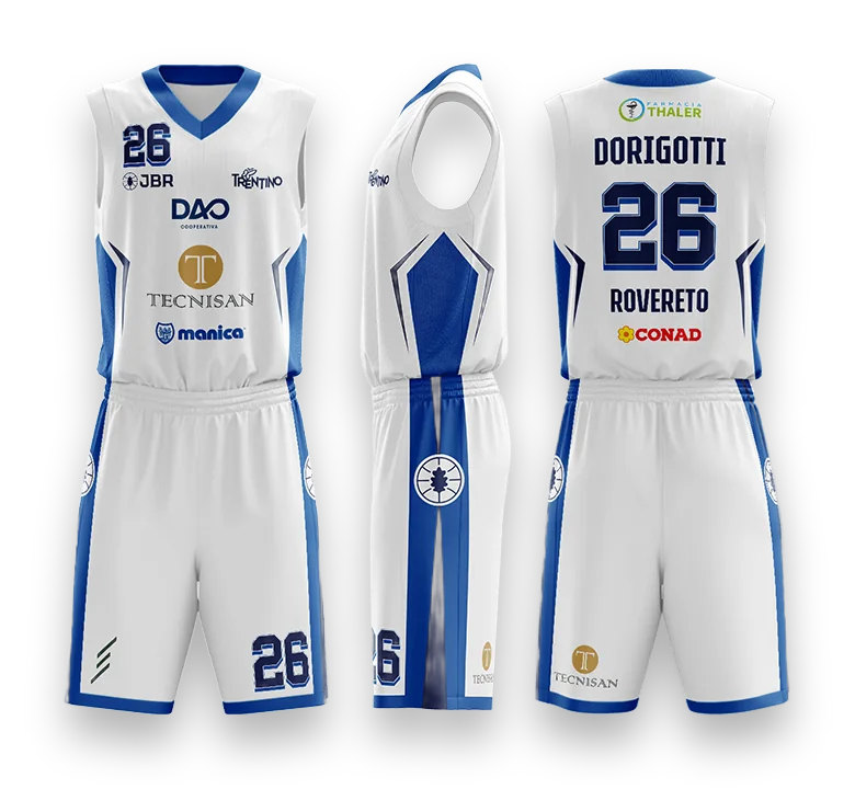 Divisa casa Serie B 2026/27, bianca: fronte, lato e retro