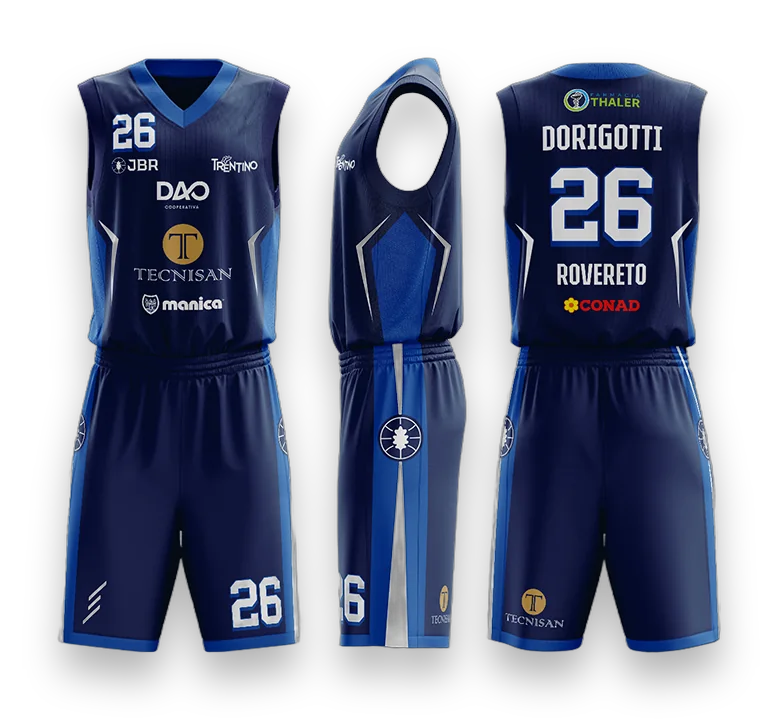 Divisa trasferta Serie B 2026/27, blu: fronte, lato e retro