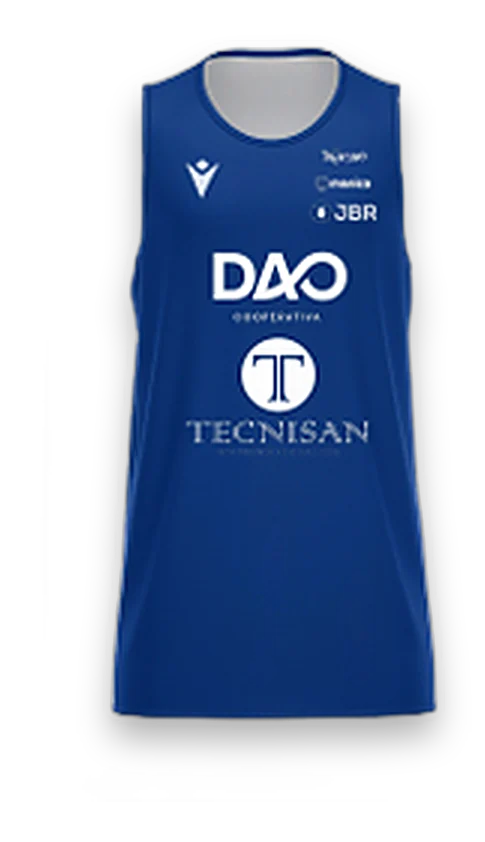 Canotta minibasket, fronte blu con DAO e Tecnisan